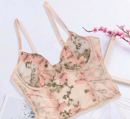 Mesh Cheeky with Heart Embroideries