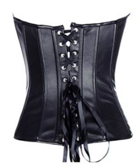 Faux Leather Corset and G-string 2803 - Black