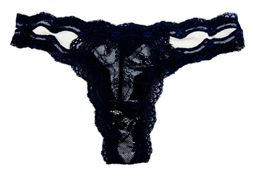 Laser Cut Thong with Lace in Back 520 - Blue