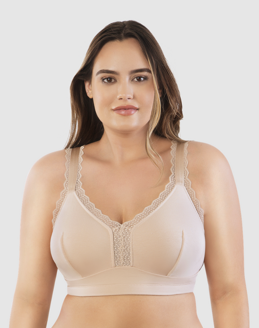 Dim Serenity Blue wireless cotton triangle bra with ruffles