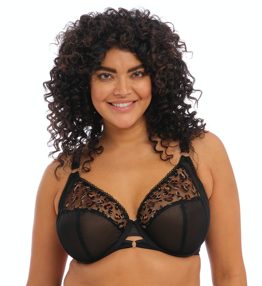 Elomi Charley Banded Stretch Lace Plunge Underwire Bra (4382),40HH,Petrol 