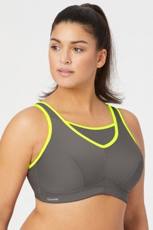 Elomi Energise Sports Bra Black Size 36GG Underwired Racer Side Support 8041