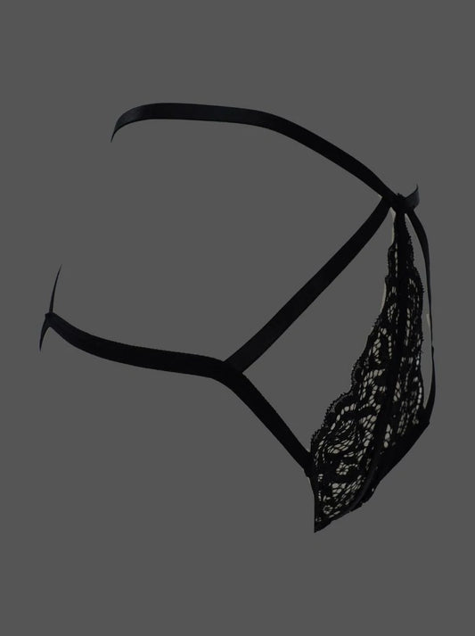 Women's Lace and Mesh String Thong - Auden™ Black XS