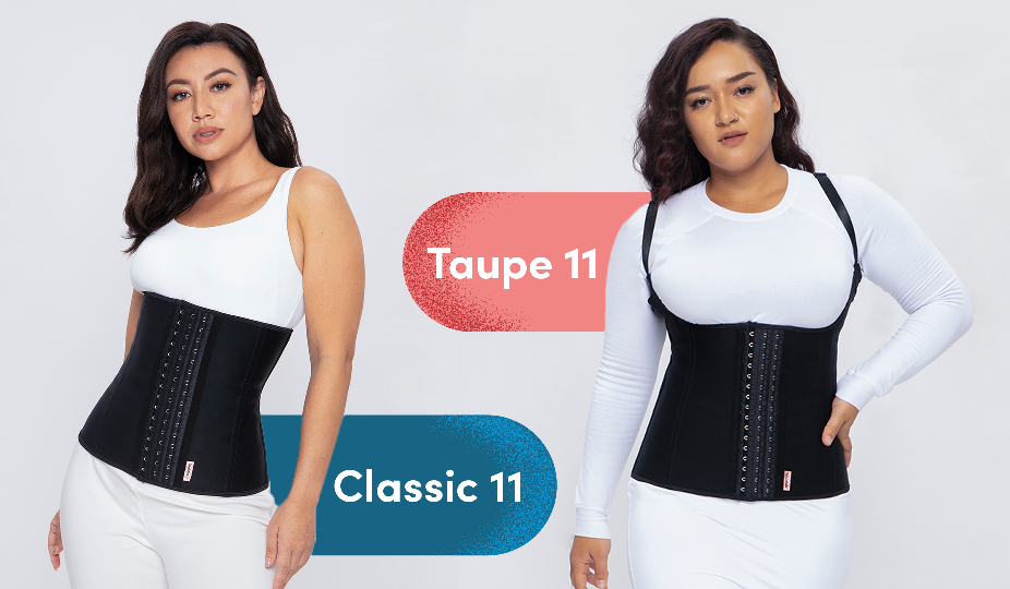 Waistlab waist trainers for longer torsos - Classic 11 and Taupe 11