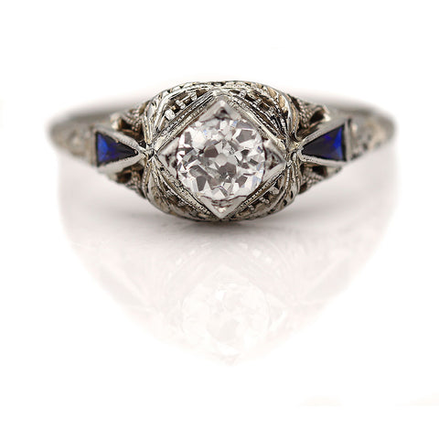 Vintage Star Sapphire Diamond Ring - Aladdins Cave Jewellery
