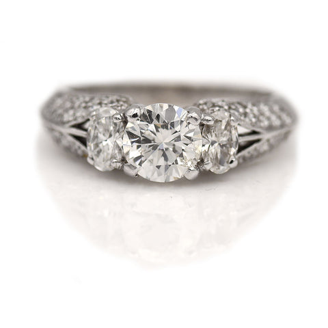 Unique Diamond Halo Engagement Ring | R1079W | Valina Engagement Rings