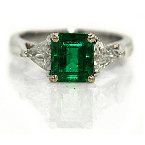 Rose Gold Emerald Cut Engagement Rings Moss Agate Ring - LisaJewelryUS