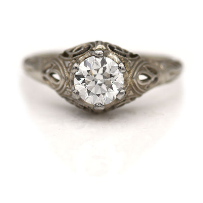 14K White Gold .60 Carat Diamond Ring Art Deco Circa 1920S - 1940S  Kalteng.Bkkbn.Go.Id