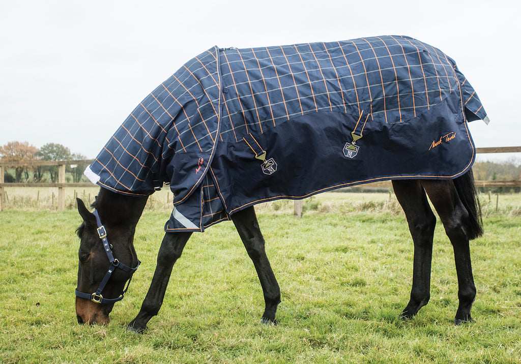 Mark Todd Deluxe Half Mesh Cooler Navy Redpost Equestrian