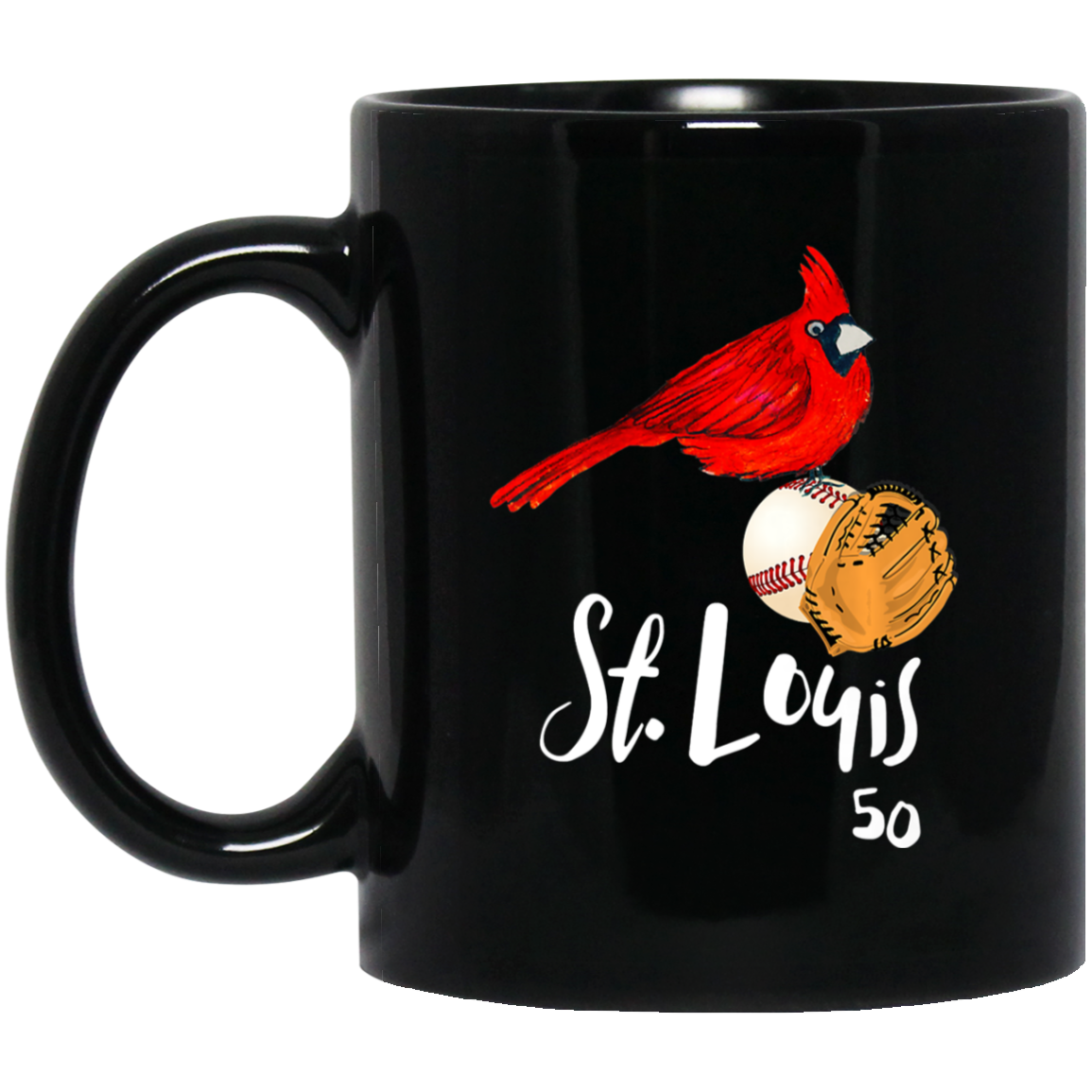 Saint Louis Red Cardinal Number 50 Baseball Art Coffee Mug – Kopular Store