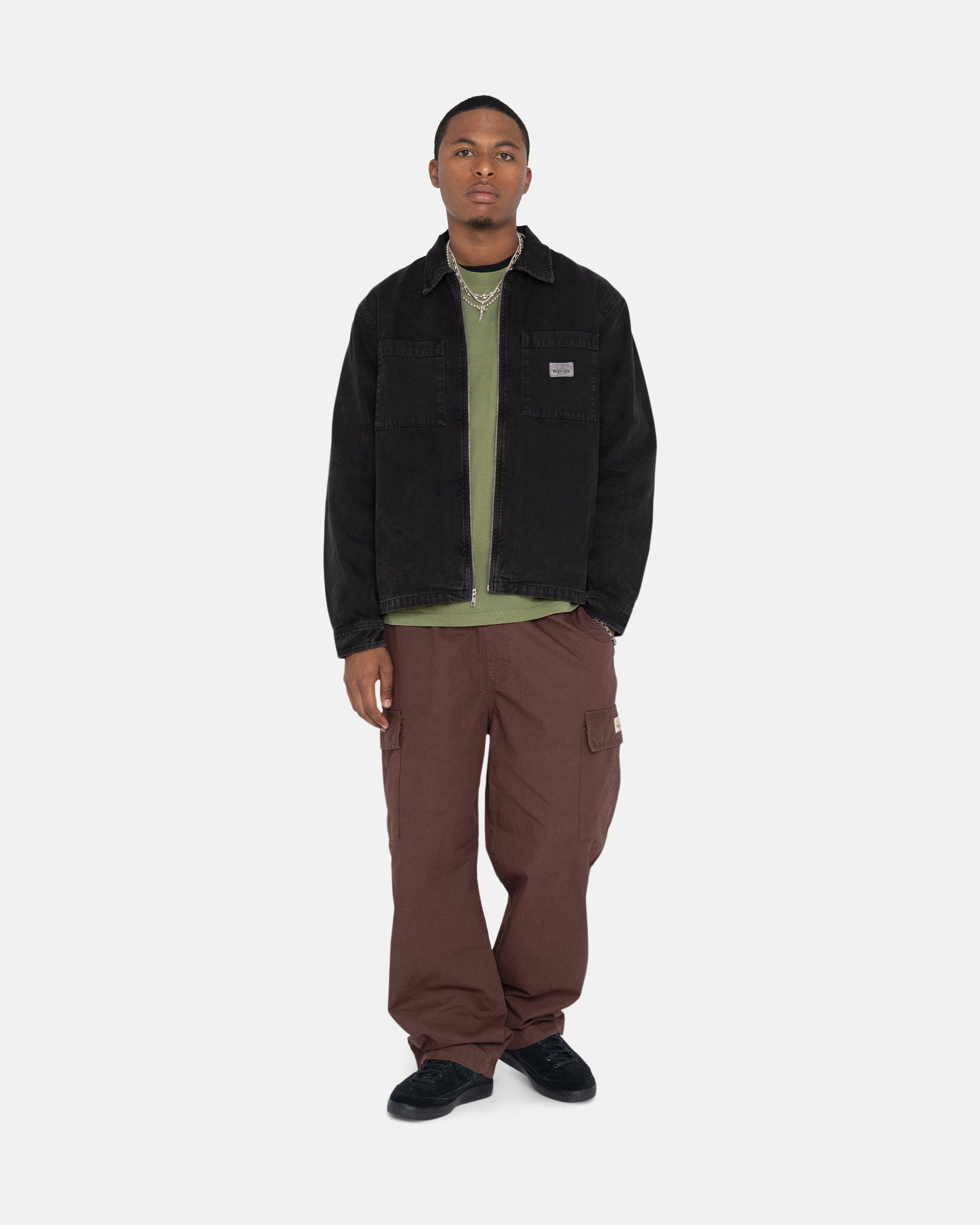 Washed Canvas Zip Shirt - Mens Long Sleeve Shirt | Stussy – Stüssy