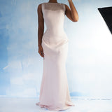 Vintage 90’s Palest Pink Bow Detail Gown (M)