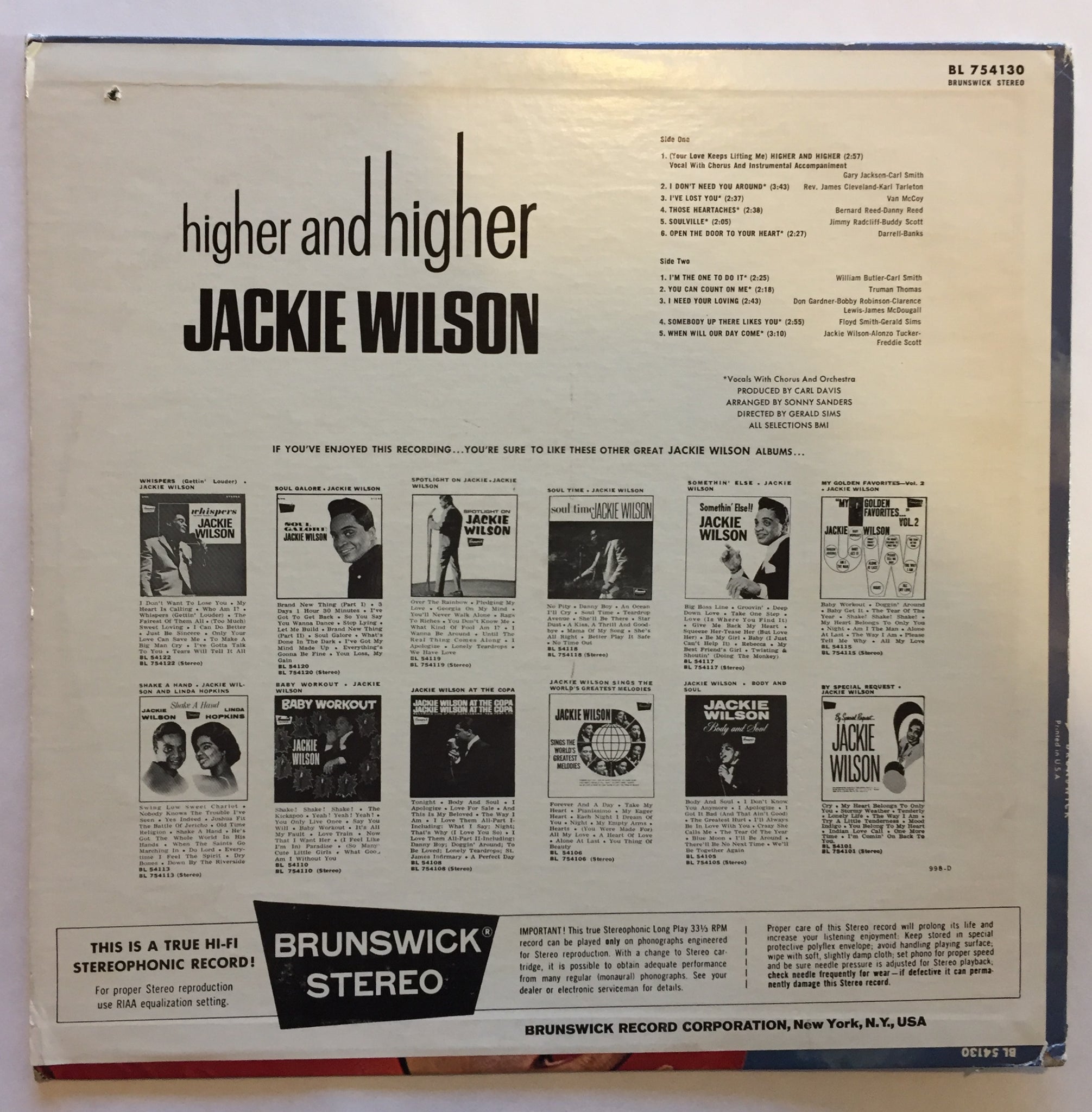 Jackie Wilson Higher And Higher Us Original Lp Guru