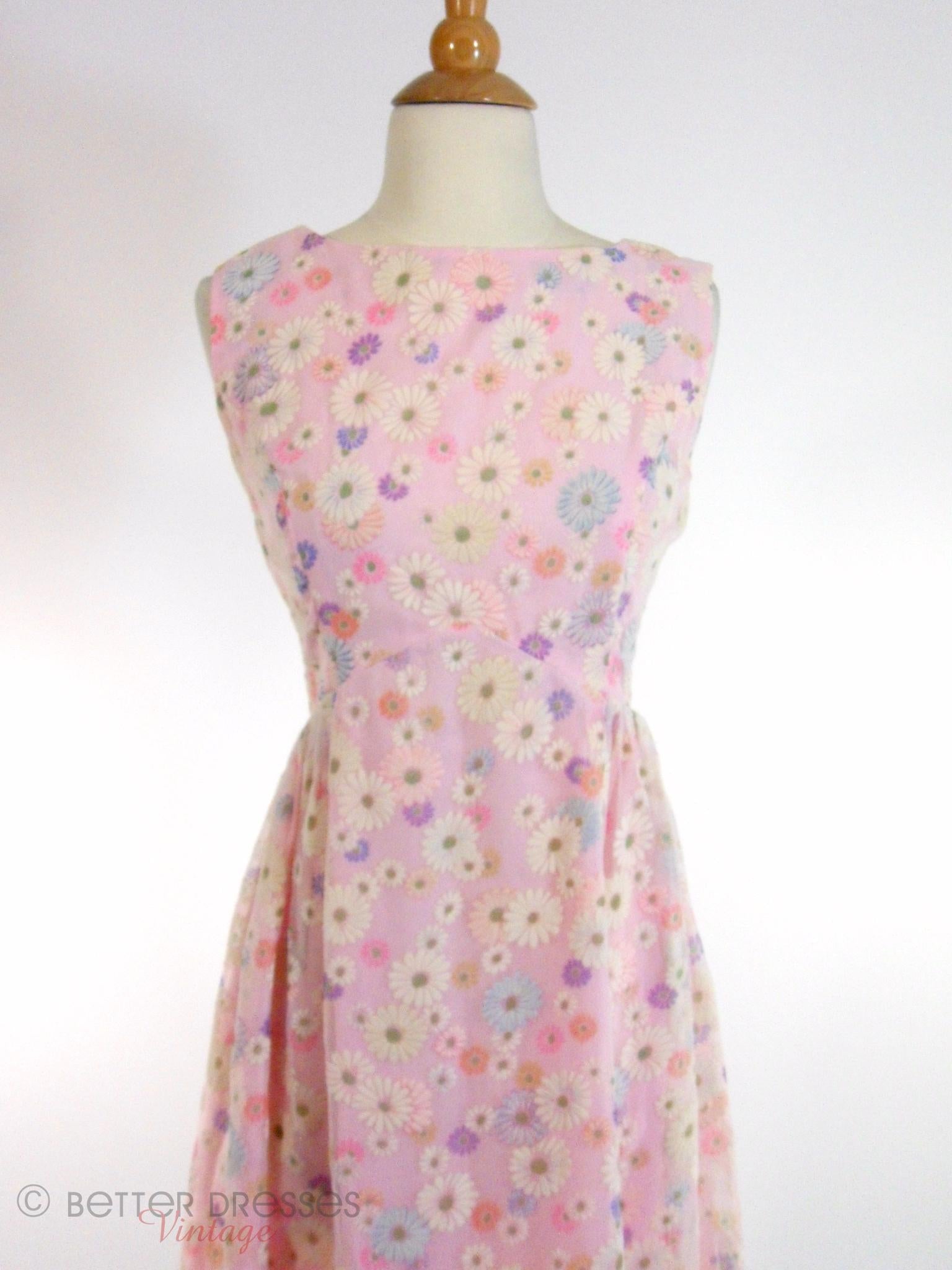 Vintage 60s Maxi Party Dress Flocked Floral Organza – Better Dresses ...