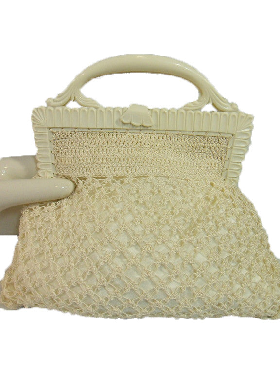 white crochet purse