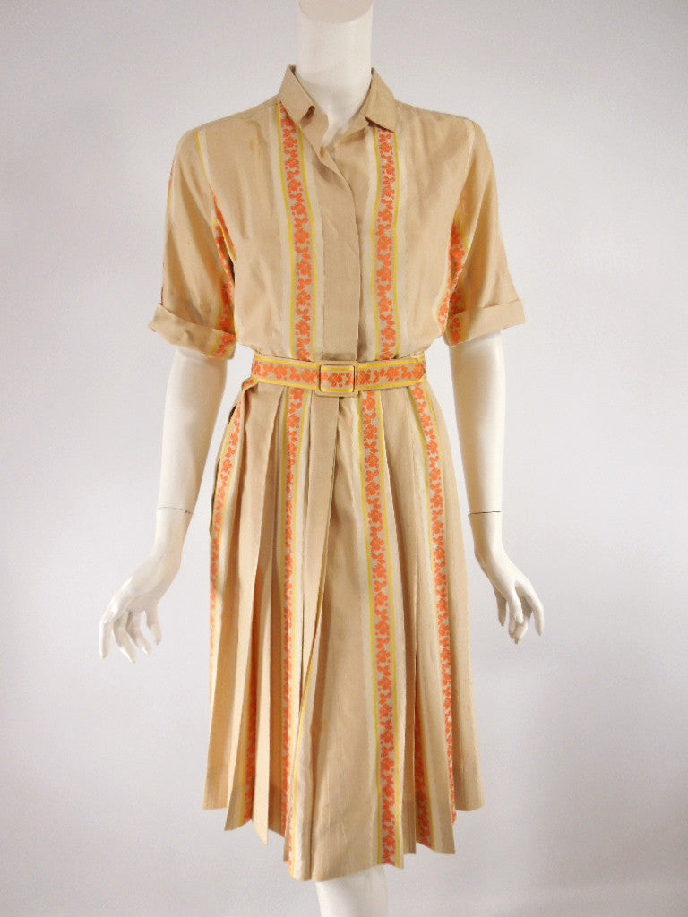 50s/60s Silk Shirtwaist Dress With Pleated Skirt - AS IS – Better ...