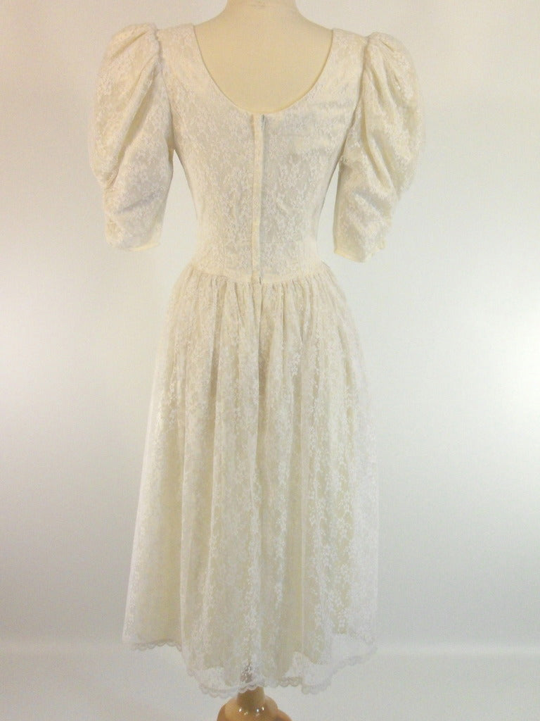 Vintage 80s Gunne Sax Cream Lace Party Dress Short Wedding Gown ...