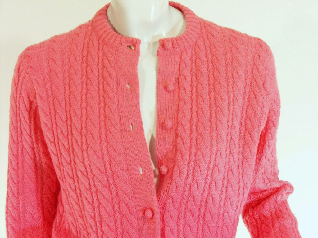 Vintage 60s Cardigan Sweater Pink Cable Knit Wool – Better Dresses Vintage