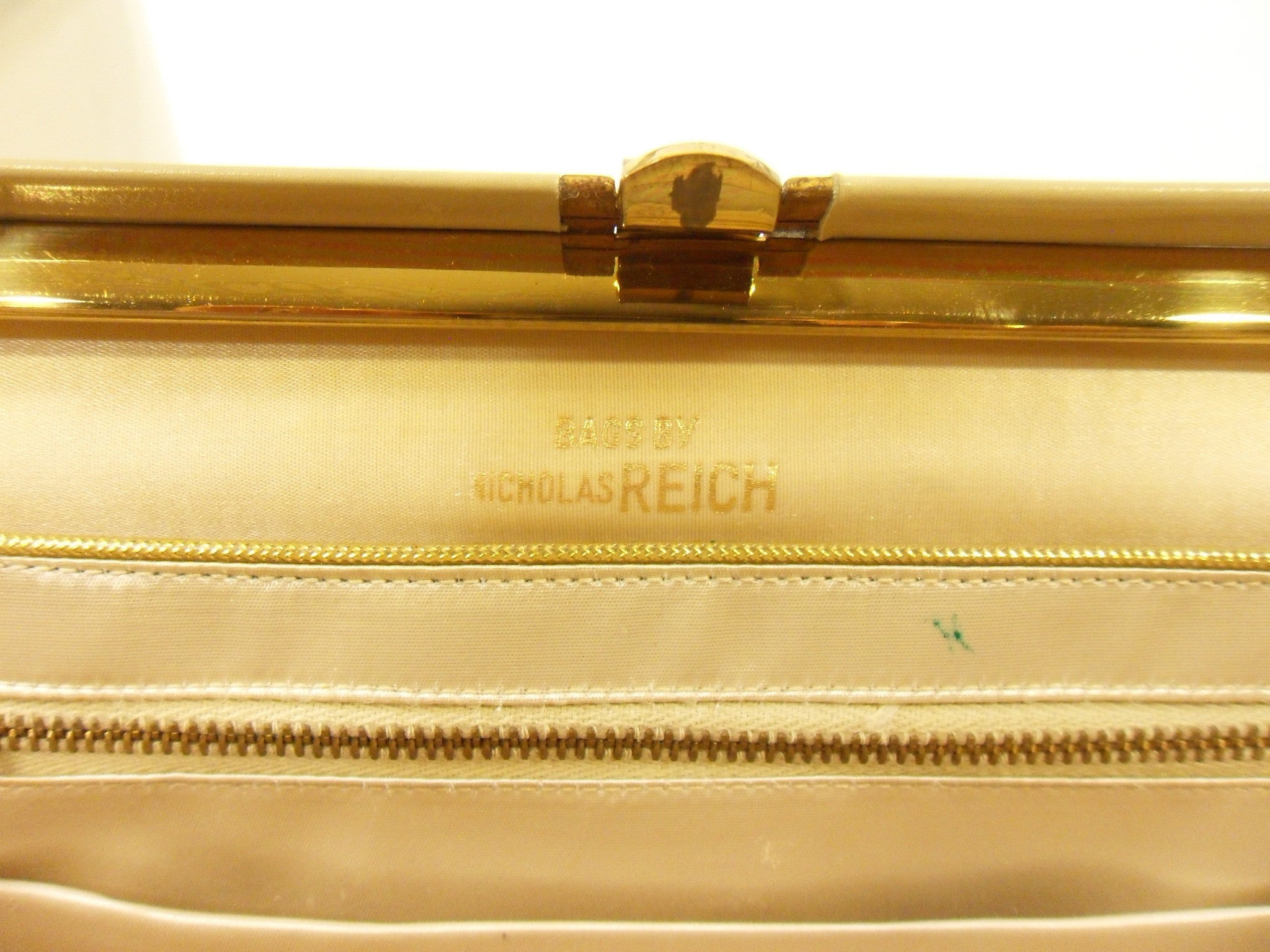 Vintage 50s Bone Cream Leather Frame Purse Handbag by Nicholas Reich ...