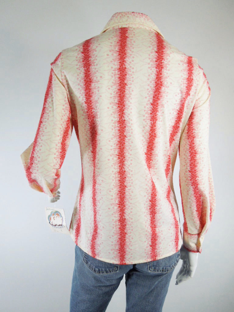 Vintage 70s Jantzen Shirt in Pink Floral Stripe New With Tags NWT ...