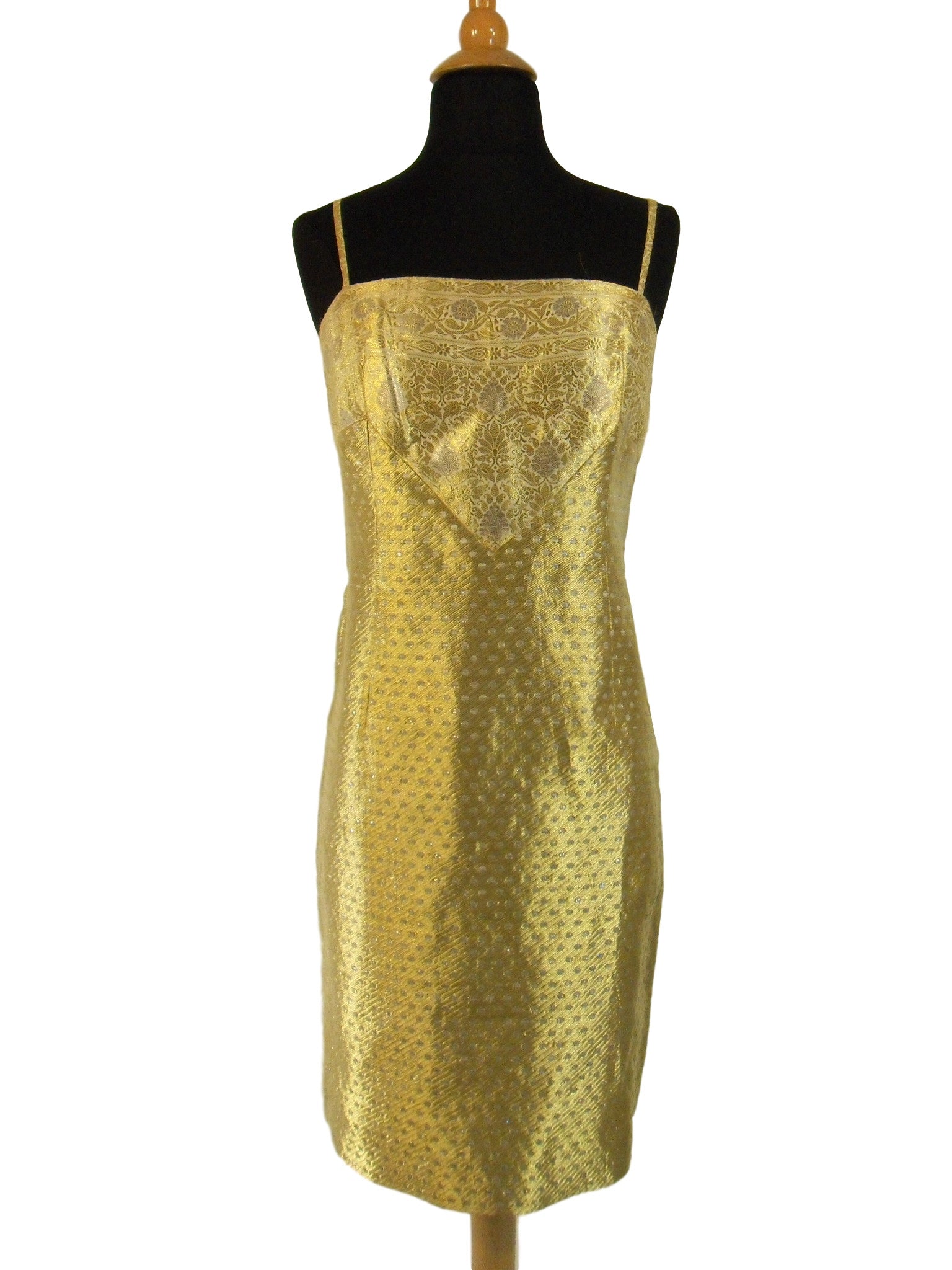 Vintage 50s Shift Dress in Gold Metallic Brocade by Adele Simpson ...
