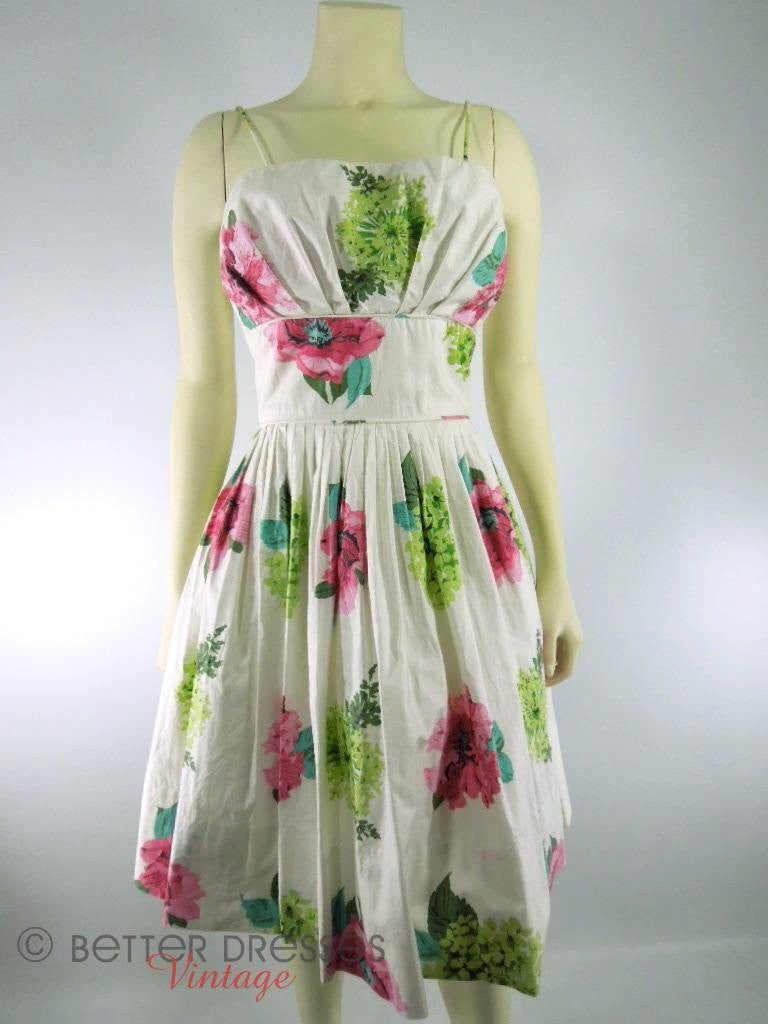 Vintage 50s Nipped Waist Shelf Bust Floral Sundress by Saba Jrs ...