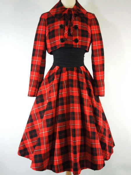 Vintage 50s Red Plaid Dress & Jacket Set Mam'selle Betty Carol – Better ...