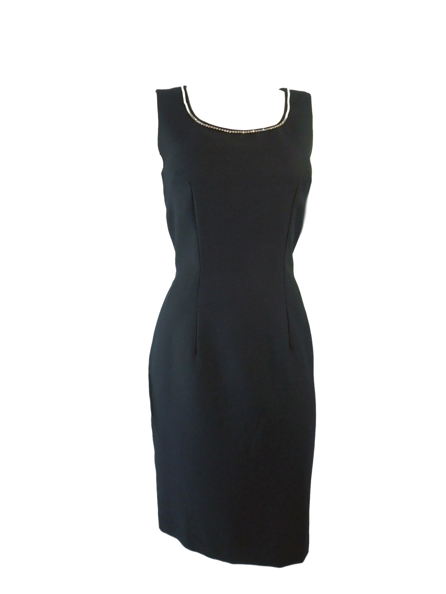 Vintage 50s 60s Little Black Cocktail Dress With Rhinestone Neckline ...