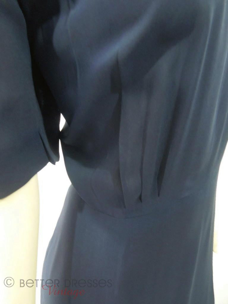 Vintage 1940s 40s Navy Blue Rayon Crepe Day Dress by Herbert Levy ...