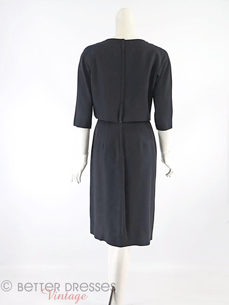 60s Black Cocktail Dress With Rose Detail - sm, med – Better Dresses ...
