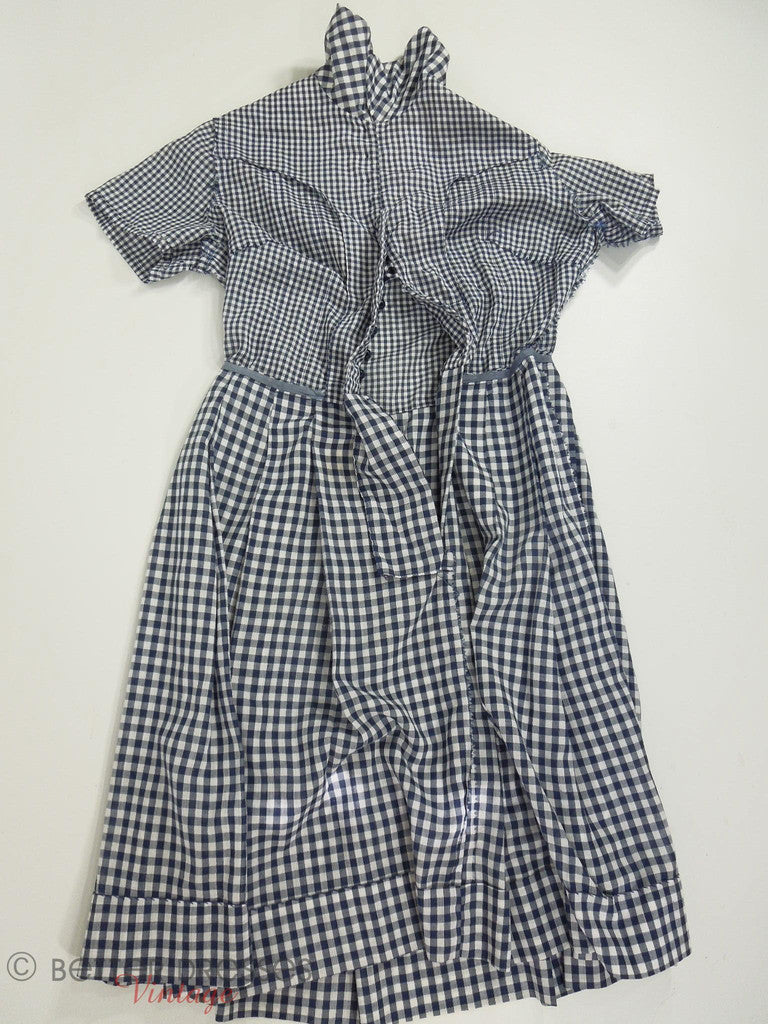 Vintage 50s or 60s Navy Gingham Shirtwaist Day Dress - medium, large ...