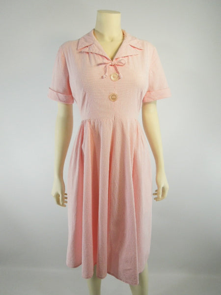 Vintage 1950s 50s 1960s 60s Pink Day Dress Seersucker Shirtwaist by ...