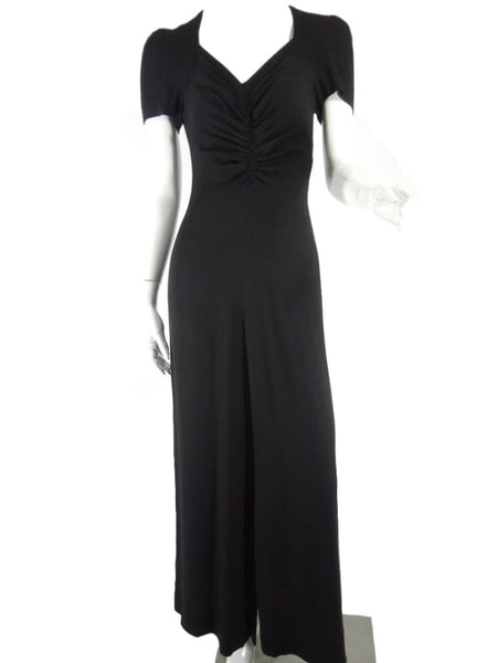 40s Gown in Black Rayon. Old Hollywood Dress. – Better Dresses Vintage
