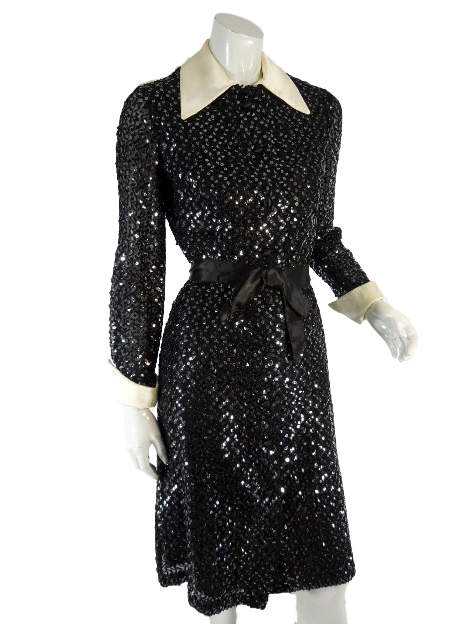 black sequin shirt dress