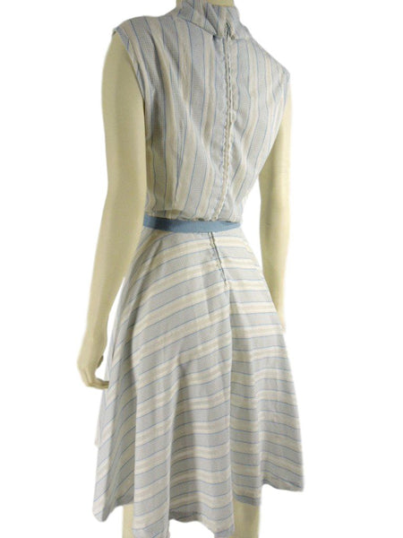60s Blue and White Striped Full-Circle Shirtwaist Dress - sm, med ...