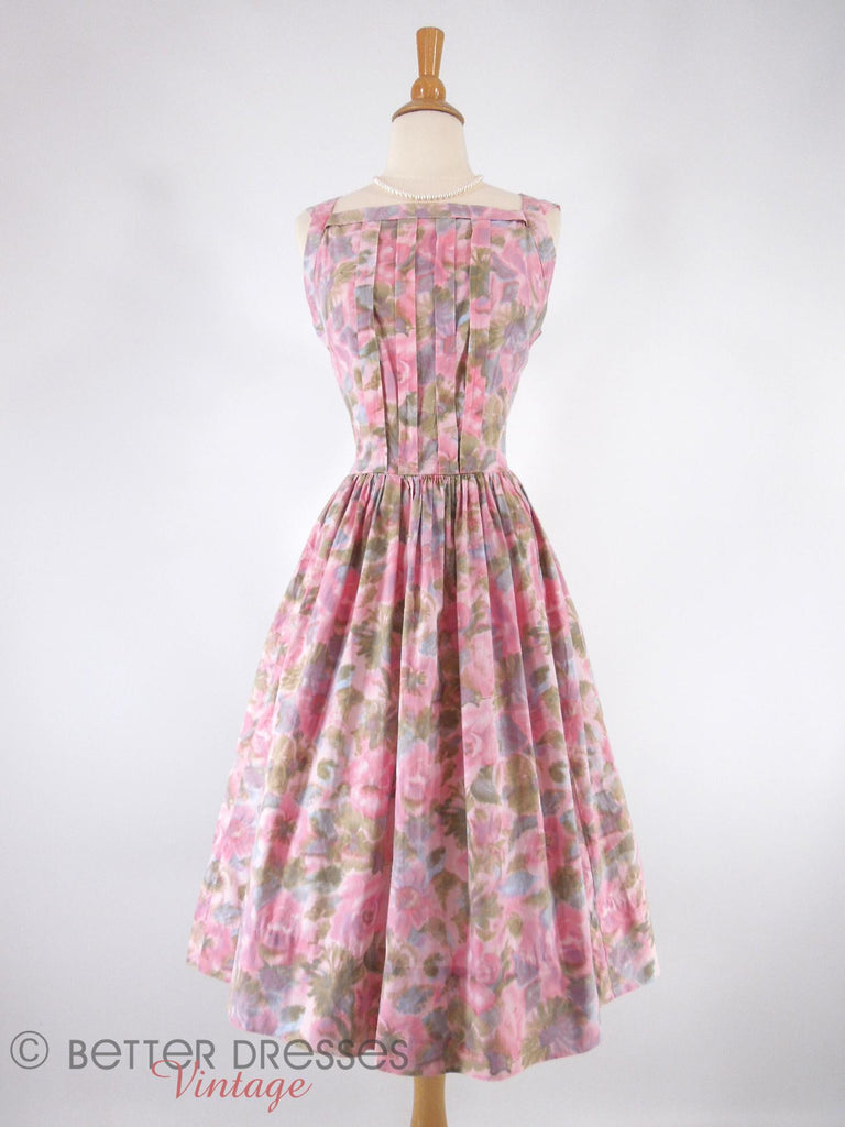 Vintage 50s 60s Floral Cotton Full Skirted Dress - sm – Better Dresses ...