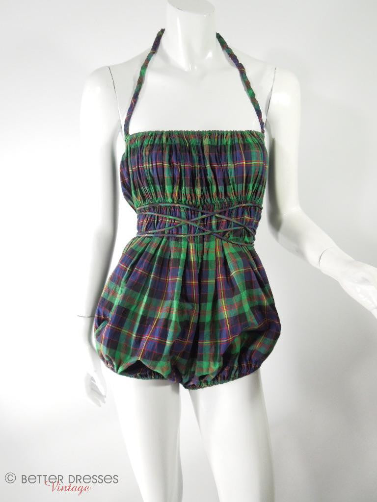 Vintage 1940s 40s Claire McCardell Playsuit in Blue Plaid - small ...