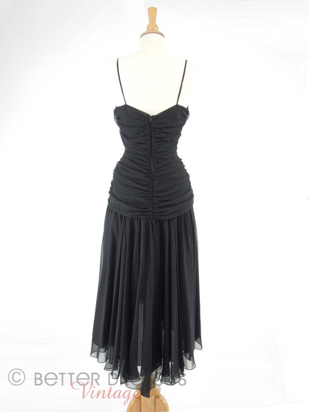 Vintage 1980s Little Black Party Dress Sexy Ruched Chiffon Cocktail ...