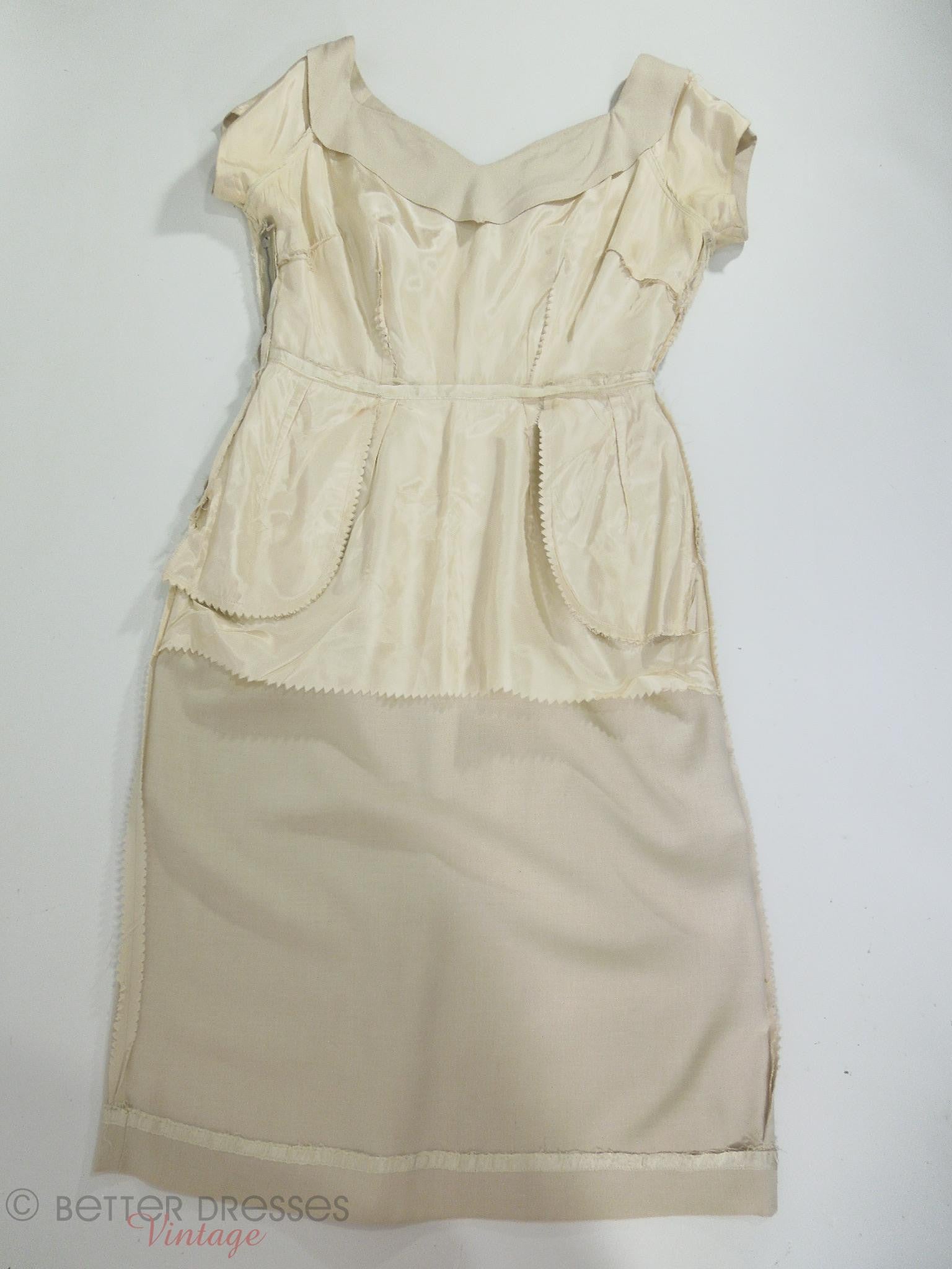 Vintage 1950s 1960s Taupe Wiggle Dress with Beading - large, plus ...
