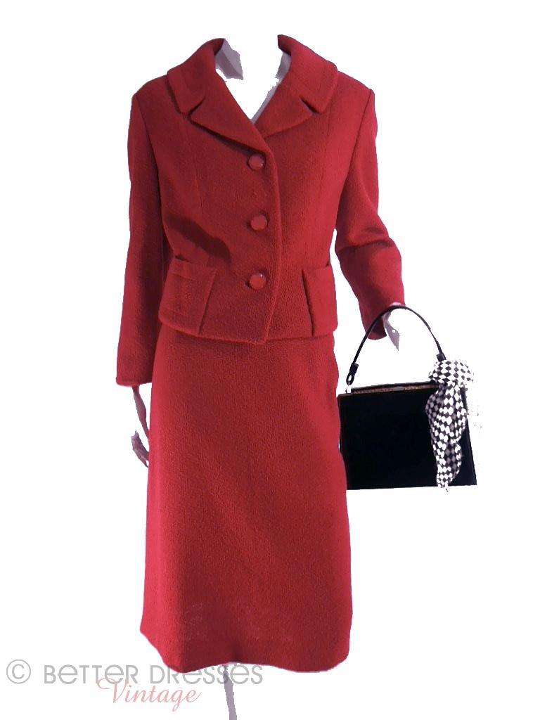 Vintage 1960s Skirt Suit in Red Wool Boucle - med, lg – Better Dresses ...
