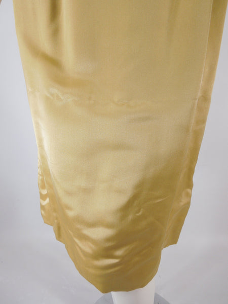 60s Gold Satin Sheath Dress With Overlay - med – Better Dresses Vintage