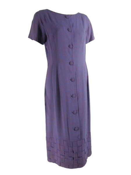 50s Purple Dress With Woven Hem Detail - med – Better Dresses Vintage