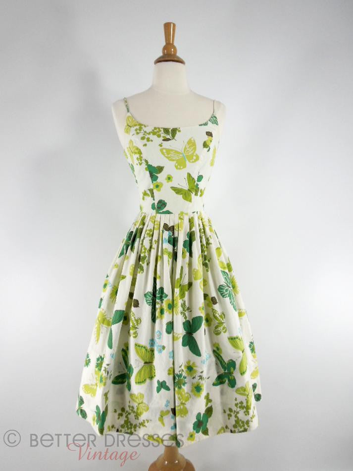True Vintage 1950s Cotton Sundress With Full Skirt and Butterflies - sm ...