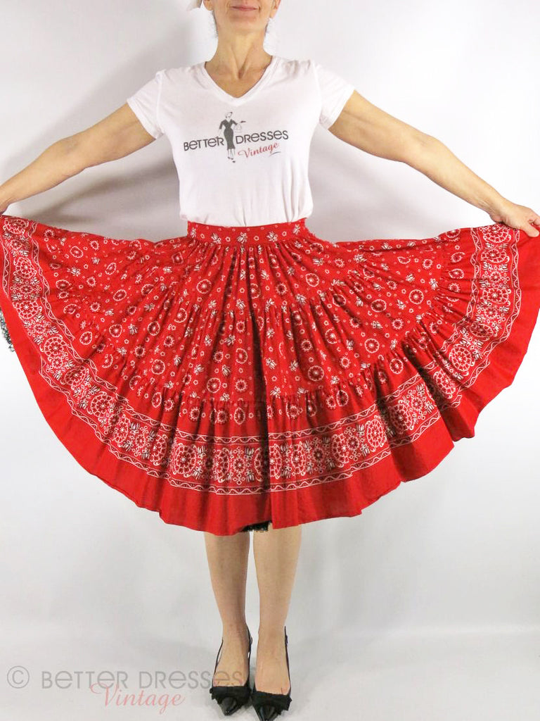 True Vintage 1950s Full Circle Skirt in Red Bandana by Rockmount - sm ...