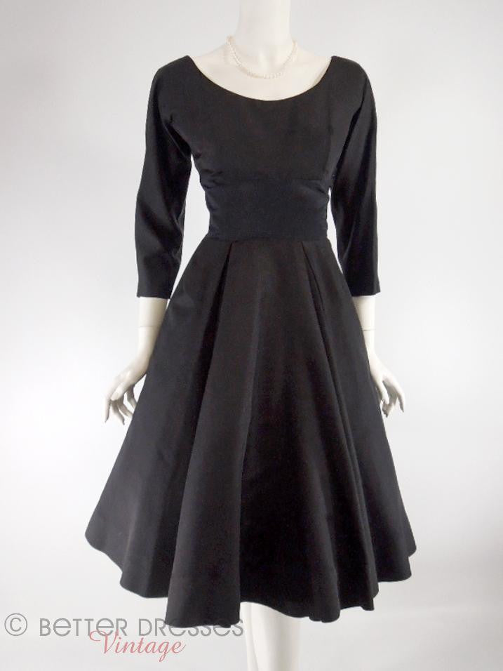 Vintage 1950s New Look Black Silk Party Dress - sm – Better Dresses Vintage