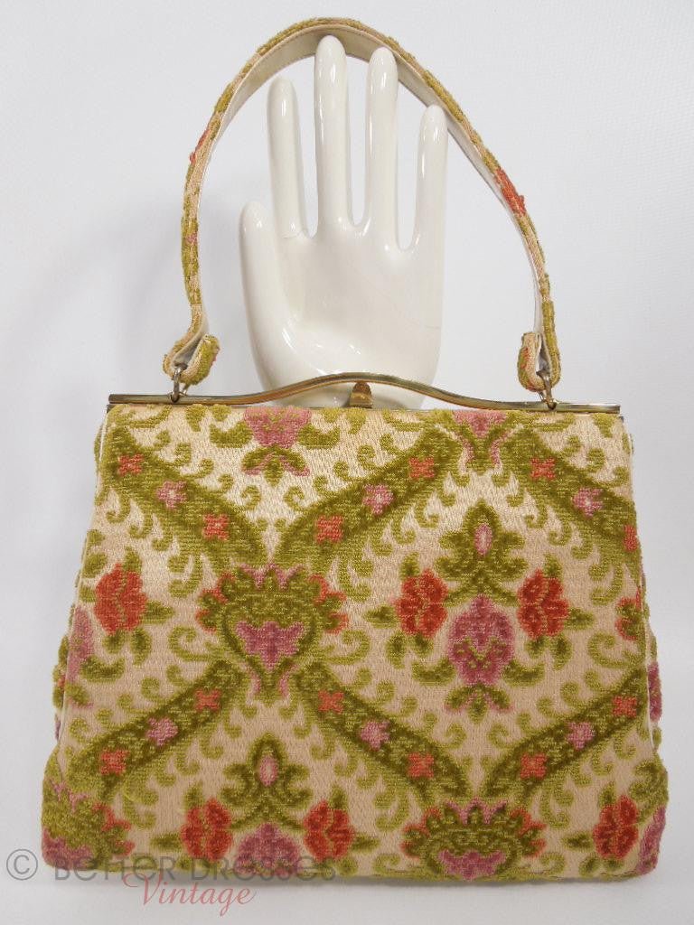 Vintage 1950s or 60s Chenille Frame Purse Carpet Handbag by Ingber ...
