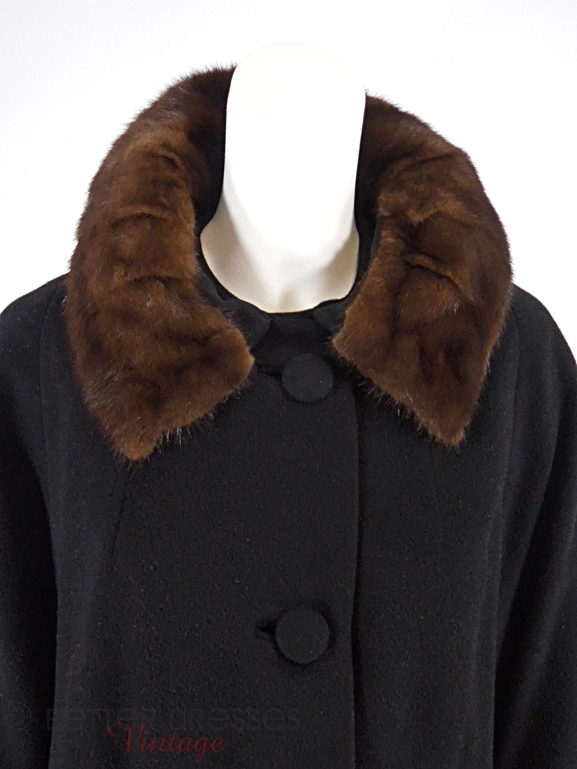 Vintage 1960s Cashmere Swing Coat With Mink Collar Med Lg Better Dresses Vintage 