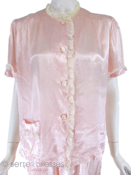 Vintage 1940s Silky Pink Rayon Pajamas 40s Lounging Set - sm – Better ...
