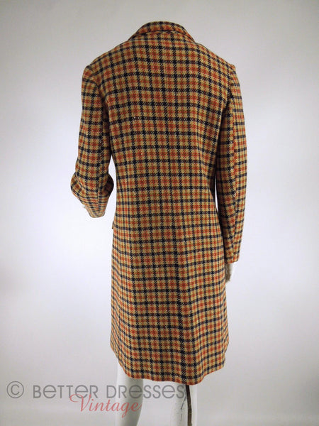 1960s Plaid Tweed Shift Dress + Coat Set in Blue Orange Taupe - med, lg ...