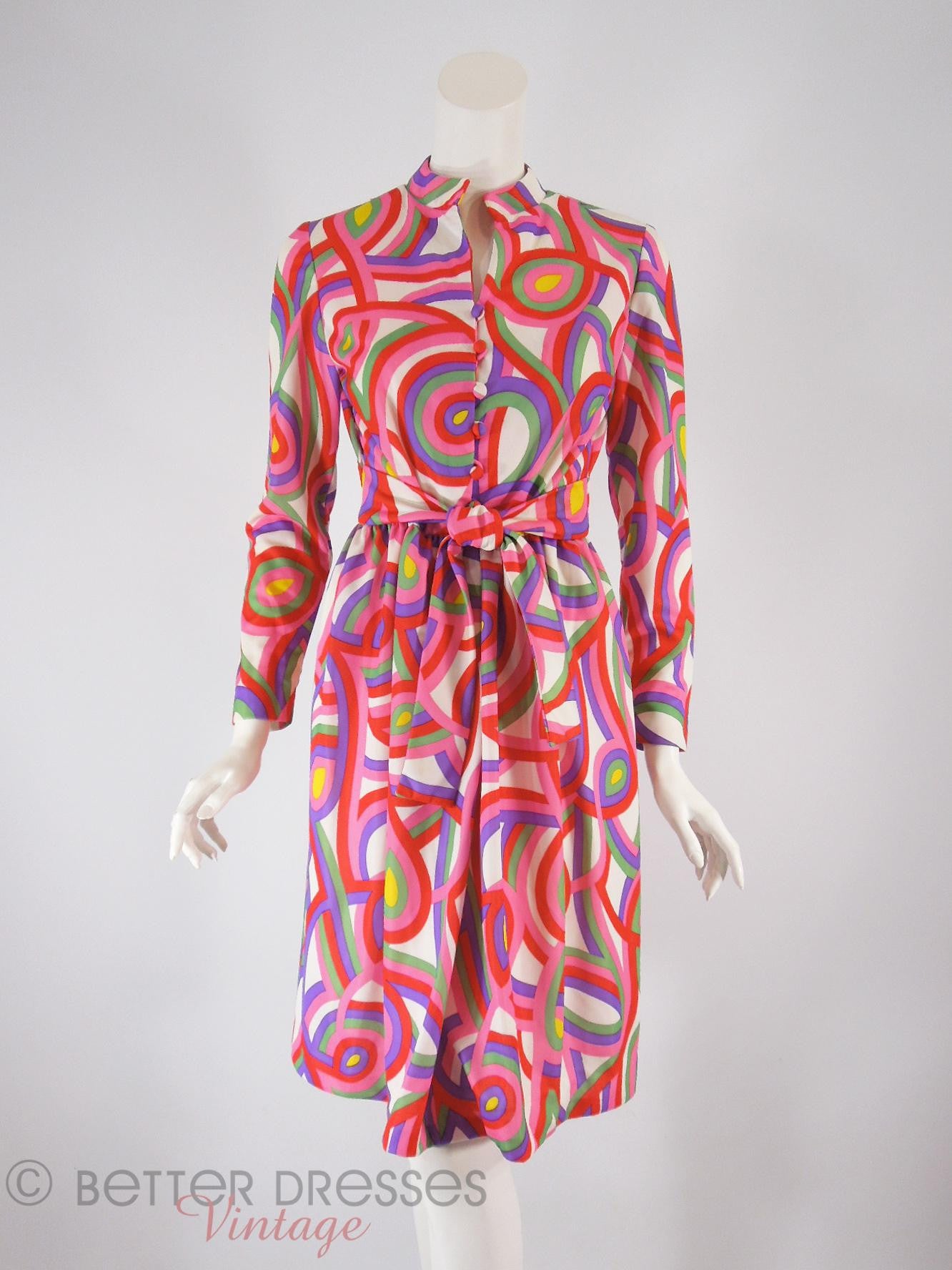 60s/70s Psychedelic Print Day Dress – Better Dresses Vintage